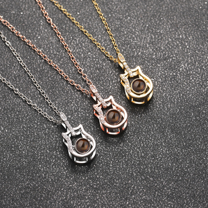 Joyería de Moda, Collar con Colgante de Violín de Cobre con Proyección de Foto Personalizada, con Circonitas, Moderno, Te Amo, para Mujer - Product Image 2