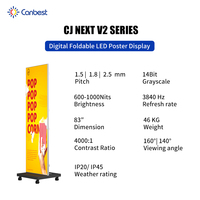 Pantalla de visualización de póster Led plegable Digital de 83 pulgadas Canbest P1.5 P1.8 P2.5 pared de video Led portátil sin costuras 2K para Feria Comercial