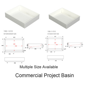 Vasque de salle de bain en céramique avec logo personnalisé, drain dissimulé, facile à nettoyer, pour projets commerciaux - Product Image 1