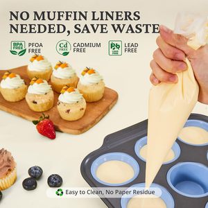 Silicone <span class=keywords><strong>Muffin</strong></span> chảo thường xuyên Kích thước không độc hại không dính khung kim loại dễ dàng Pop trứng cắn KHUÔN CUPCAKE Chảo bánh công cụ hình chữ nhật hình dạng - Product Image 4