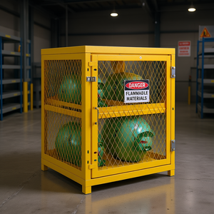 Finition jaune de manteau de poudre 4x33 livres d'équipement de stockage de gaz propane de meuble de stockage horizontal de cylindre de capacité - Product Image 2