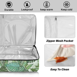 Hawaiian New Arrival Custom Green Leaves Print BBQ Thermal Insulated Portable Portable Cooler Pizza Bag - Product Image 4
