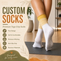 Chaussettes de yoga personnalisées pour femmes avec volants, semelle antidérapante, respirantes, chaussettes de fitness antidérapantes pour la maison, l'entraînement au Pilates