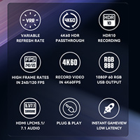 Carte de capture vidéo HDMI 2.0 4K60Hz 1080p240 HDR avec sortie en boucle pour PS5 Xbox Game Live Streaming OBS