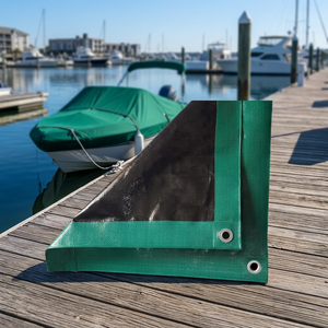 Bâche en PE double face verte/noire, robuste et imperméable, pour la protection des équipements et des marchandises, et pour usage industriel - Product Image 1