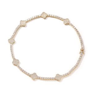 Collares de Hip Hop para mujer, joyería de moda, diseño de lujo, pulsera de trébol de cuatro hojas, collar de tenis de Latón chapado en oro y plata - Product Image 3