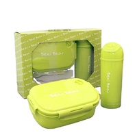 Sans Bpa Logo personnalisé Contenant alimentaire pour enfants Boîte à lunch Bento Bouteilles d'eau scolaires pour enfants et ensemble de boîtes à lunch bol à soupe