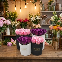 Boîte cylindre en velours recyclé avec logo personnalisé personnalisé Boîte cylindre en velours de luxe personnalisée pour la Saint-Valentin pour les fleurs