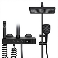Système de douche thermostatique à double poignée, avec jets de pluie, cartouche céramique, construction en laiton, protection anti-brûlure |