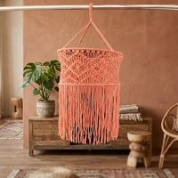 Abat-jour rond en macramé en coton tissé à la main, décoration murale bohème pour salon, chambre à coucher, bureau, intérieur