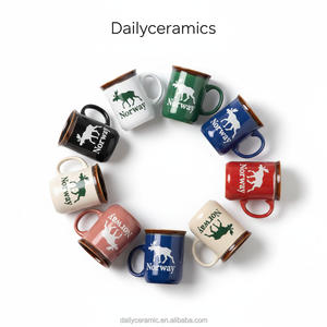 Taza de Café de Cerámica con Relieve de Alce, Recuerdo de <span class=keywords><strong>Noruega</strong></span>, Personalizada, de Gres Liling, 350 ml, Taza de Té para Tienda de Regalos - Product Image 2