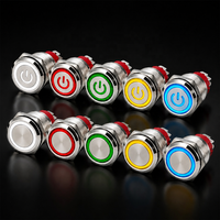 Sakelar Tombol Tekan Logam 16mm Tahan Air LED Beriluminasi Momentary Latching 15A Anti Vandal untuk Kelautan Otomotif RV