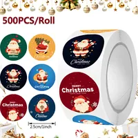 Meilleures ventes depuis 26 ans pour l'exportation : Nouveaux autocollants imprimés couleur (500 autocollants/rouleau) pour carnets et décoration de Noël