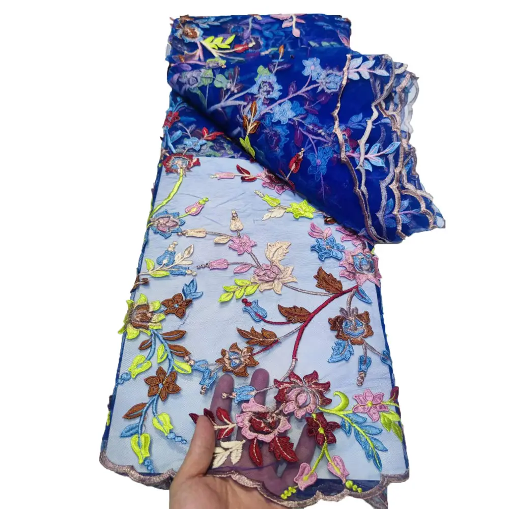 Nakış afrika tül dantel kumaş 5 yards fransız çiçekli işleme kumaş dantel fransız dantel elbise