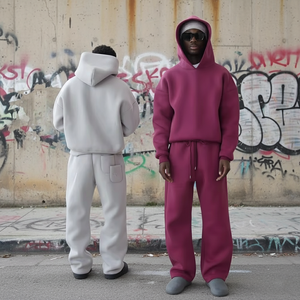 Người Đàn Ông Của Dày Lông Cừu Quá Khổ Tracksuit Thời Trang Phố Áo Hoodie & Quần Bó Sát Bộ - Product Image 3