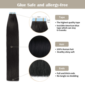 Extensioni di <span class=keywords><strong>Capelli</strong></span> Umani Vergini Non Trattati con Nastro Adesivo, 12-28 Pollici, Trama in PU Senza Cuciture, <span class=keywords><strong>Extension</strong></span> di <span class=keywords><strong>Capelli</strong></span> Umani <span class=keywords><strong>Veri</strong></span> Lisci - Product Image 5
