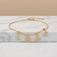 Collar con Colgante de Letra Personalizada con Circonitas, Cadena de Serpiente de Acero Inoxidable Dorada, Joyería Ajustable con Iniciales de Nombre