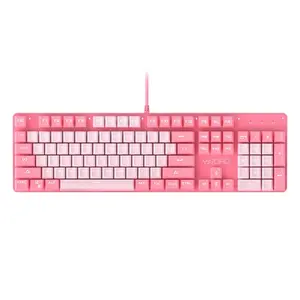 Pembe Heart kalp 104-Key RGB arkadan aydınlatmalı mekanik oyun klavyesi USB arayüzü standart tuşları ile kablolu bilgisayar aksesuarları