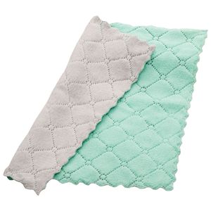 Thickened Double Layer Coral Fleece Dishcloth Rectangle Solid Color Water Absorbing <b>Kitchen</b> Cleaning <b>Cloth</b> For Pots And Pans - Product Image 3