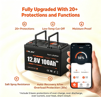 Baterai Lithium-ion Semi-solid State LiFePO4 Ukuran Mini 12.8V 100Ah Kustom Pabrik untuk RV, Kapal, Golf Cart, Energi Surya, Bluetooth