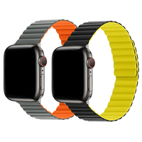 Bracelets de montre magnétiques en silicone souple et respirant bicolores blanc et rose, 44 mm/45 mm/49 mm, bracelet de sport pour montres intelligentes