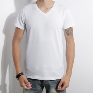 <span class=keywords><strong>T</strong></span>-shirts pour hommes en coton à <span class=keywords><strong>col</strong></span> en <span class=keywords><strong>V</strong></span>, coupe classique, manches courtes, style ou logo personnalisé, fabrication ODM, couleur unie, pas cher - Product Image 5