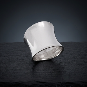 Meilleure vente 925 en argent Sterling fait à la main Concave bande anneau classique naturel plaine fête de mariage bijoux usine directe en gros - Product Image 1