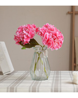 Hydrangea artificielle bleue à tête unique, toucher doux, tige courte, élégante, pour décoration intérieure, accent floral pour mariage, vente en gros