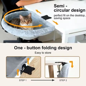Custom wholesale Cat <b>Desk</b> Bed Plush Cat Hammock <b>Foldable</b> <b>Desk</b> Clip Pet Bed Suitable for Various Desktop Computers Office - Product Image 4