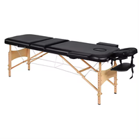 Camilla de Masaje Plegable de 3 Secciones, Fabricada en Cuero Sintético y Madera, Portátil, para Gimnasio, Escuela y Baño