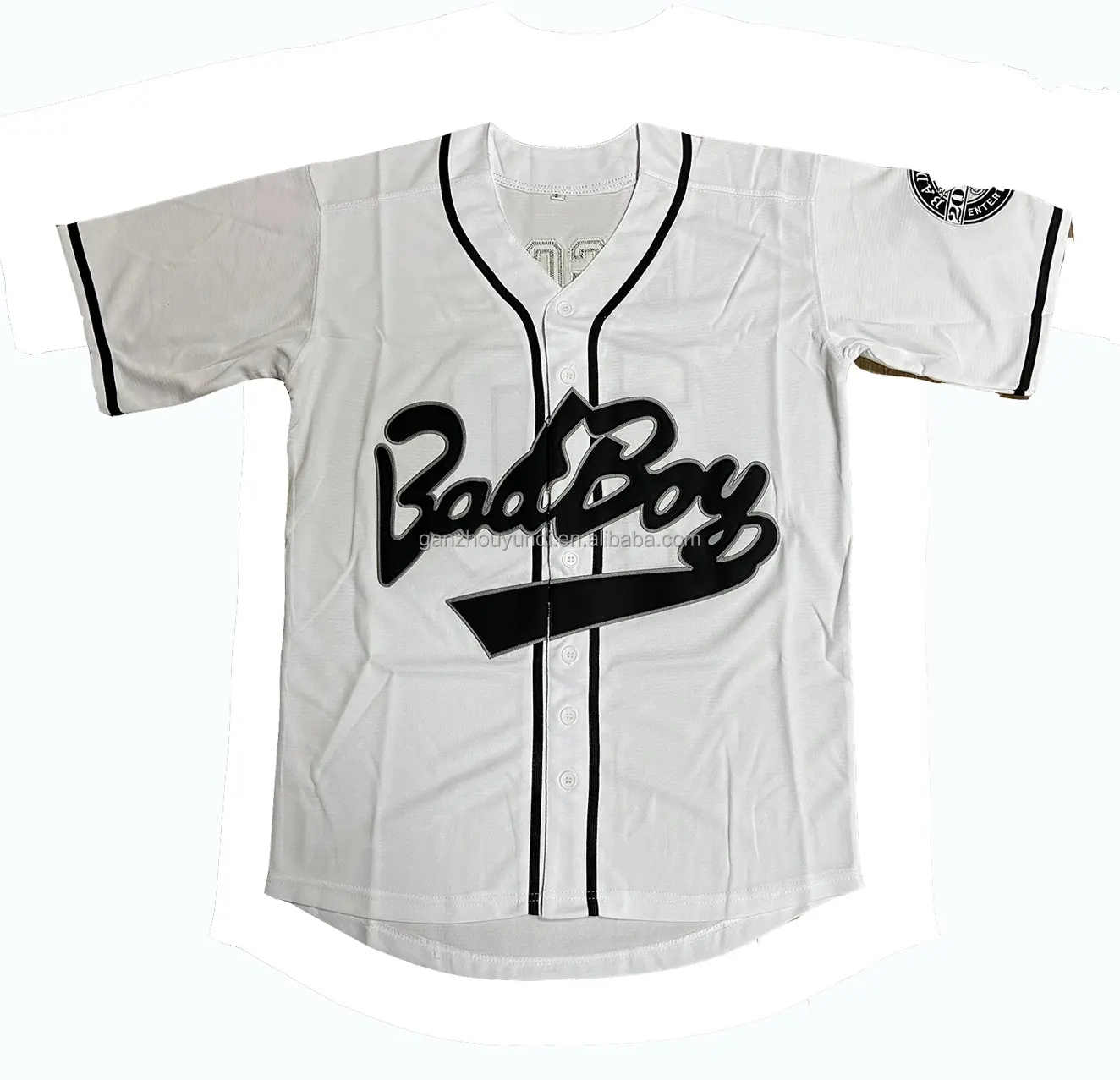 Por encargo blanco en blanco Badboy #10 botón completo béisbol camiseta Club Jersey