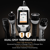 Cargador Portátil para Vehículos Eléctricos de 11kW CA, Tipo 2 IEC62196, Trifásico, IP65 Impermeable, Carga Inteligente con WiFi y App