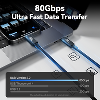 Câble USB4 ULT-unite coaxial AWG30 avec gaine en PVC souple, type C, prend en charge l'affichage UHD 5K 60Hz, transfert de données 80 Gbps, charge PD 240 W