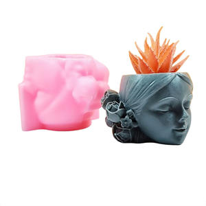 YS <span class=keywords><strong>Pelo</strong></span> <span class=keywords><strong>Corto</strong></span> chica silicona maceta moldes planta maceta hogar jardín decoraciones molde <span class=keywords><strong>de</strong></span> fundición DIY hormigón maceta fabricación - Product Image 1