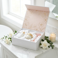 Boîte magnétique rigide en carton recyclable avec logo personnalisé, emballage de luxe pour cosmétiques et maquillage, boîte cadeau avec couvercle magnétique, éponge, laminage mat