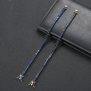 Pulsera de hombre de circonio azul de 4 mm de una sola fila, accesorios de hip hop, cadena de tenis de circonio, collar de moda Tanjing Lijing - Product Image 1