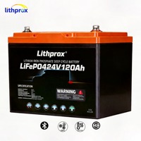 Baterai LiFePO4 24V 120AH dengan Pemanas Suhu Rendah Bluetooth M8 untuk Golf Cart, RV, Camper, Daerah Dingin, Output Daya Stabil, Cadangan Daya