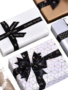 <span class=keywords><strong>Yao</strong></span> <span class=keywords><strong>Ming</strong></span> haute qualité noir dorure ruban holographique papillon arc fleurs pour emballage cadeau avec porte-carte lanière - Product Image 5