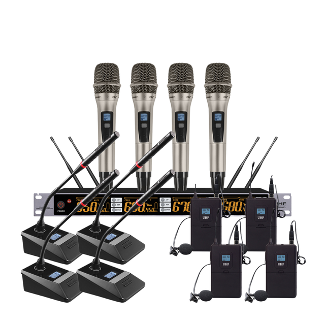 GAW-BR808 Professional Handheld Dynamic Metal Wireless UHF Microphone System with Noise Cancelling for Stage & KTV Use