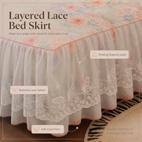 Parure de lit de luxe haut de gamme en coton pur 200TC avec volants floraux, jupe de lit princesse, caractéristiques écologiques, idéale pour mariage