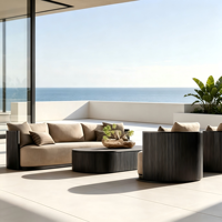 Ensemble de salon moderne en aluminium pour jardin, fauteuils de patio, mobilier d'extérieur, canapés d'angle pour terrasse, balcon, cour arrière, groupe de sièges