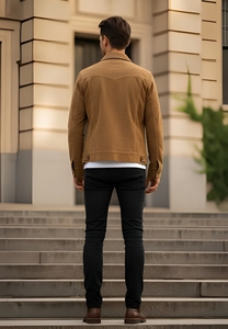 Men's Goat Casual <b>Suede</b> Vintage Winter <b>Jacket</b> with Pockets Wholesale OEM Service Windproof Fashion Outerwear - Product Image 2