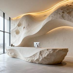 Minimalist Kavisli Fiberglas Uzatılabilir Modern Resepsiyon Bankosu Güzellik Salonu Bar Kasiyer Bankosu Otel Lobisi Masası - Product Image 2