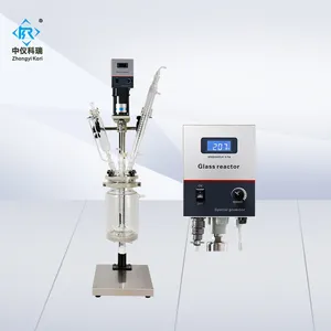 SF-1L Chemistry Chemical Mini Scale Glass Lab Reactor tank with agitator with bottom discharge valve