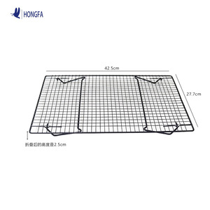 Hongfa Cooling Rack 42.5x27.7cm Foldable Carbon Steel Black Electrophoretic Baking Pastry Tools - Product Image 3