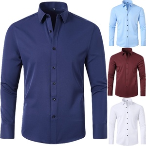 Camicia da Uomo Personalizzata a Maniche Lunghe, Elasticizzata in Quattro Direzioni, Antipiega, Mercerizzata, Vestibilità Europea, <span class=keywords><strong>Camicie</strong></span> Eleganti da Uomo - Product Image 2