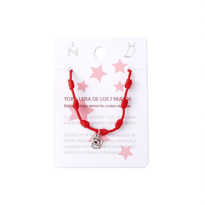 Cavigliera Angelina a Sette Nodi in Acciaio Inossidabile Rosso, Charm Protettivo, Gioielli Moda Donna - Product Image 1