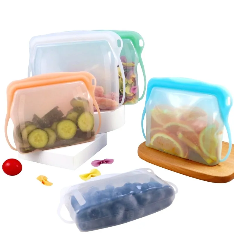 Cierre hermético pequeño personalizado para niños, bolsa de silicona reutilizable para almacenamiento de alimentos, bolsas de silicona para niños