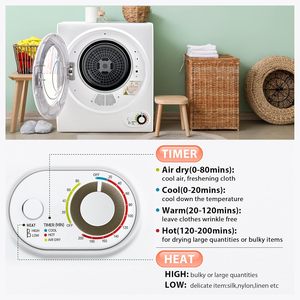 Secadora de Ropa Portátil Euhomy, 1.5 Pies Cúbicos, 850W, Tambor de Acero Inoxidable, Blanca, Compacta - Product Image 4