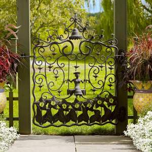 Puertas <span class=keywords><strong>de</strong></span> jardín dobles <span class=keywords><strong>de</strong></span> hierro forjado vintage con acabados <span class=keywords><strong>de</strong></span> estilo antiguo - Product Image 3